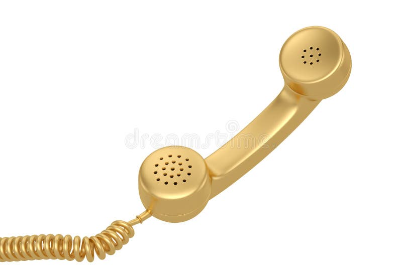 Gold telephone Isolated in white background.  3d illustration