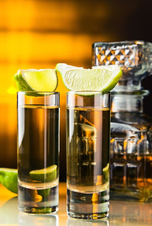 Gold Tequila with Salt and Lime Stock Image Image of liquor, portion