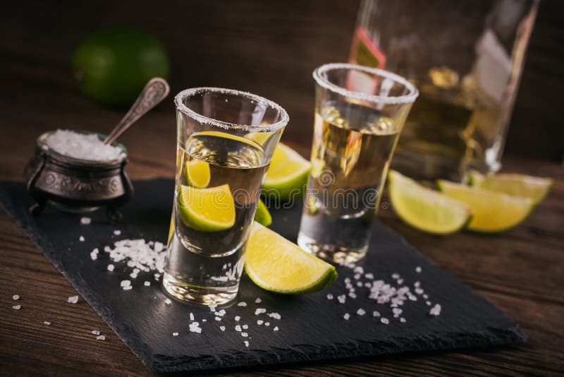 Tequila Shot with Lime and Sea Salt Stock Photo - Image of mexico ...