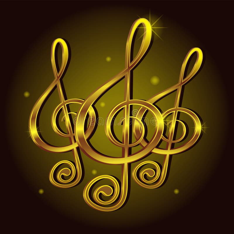 Gold treble clef music sign note. Decorative icon element vector image vector illustration Gold treble clef music sign note. Decorative icon element vector image vector illustration