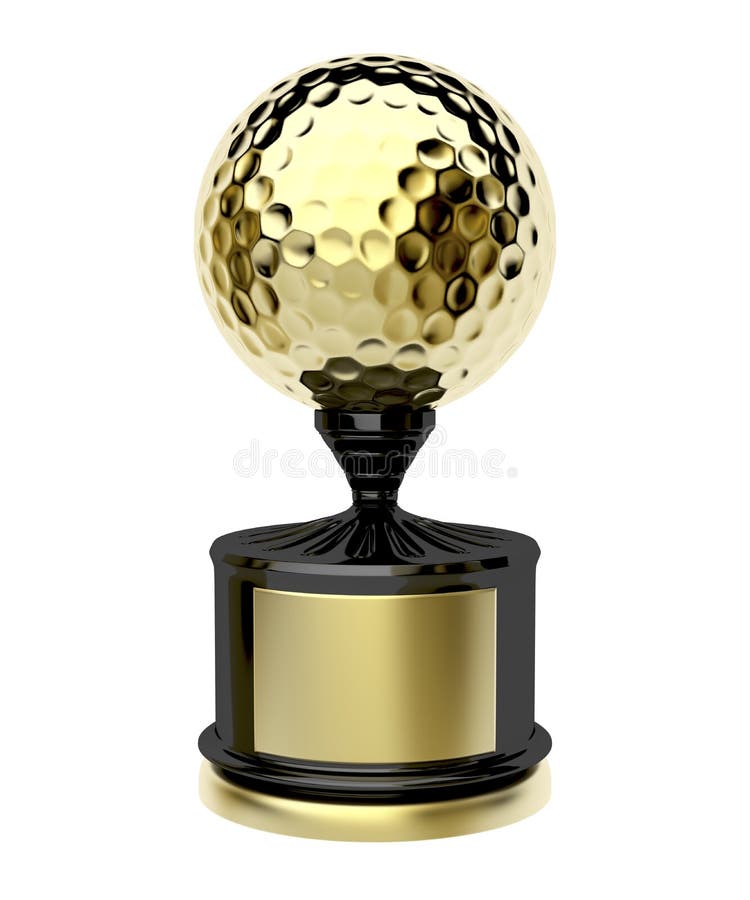 Gold trophy with golf ball stock illustration. Illustration of gold ...