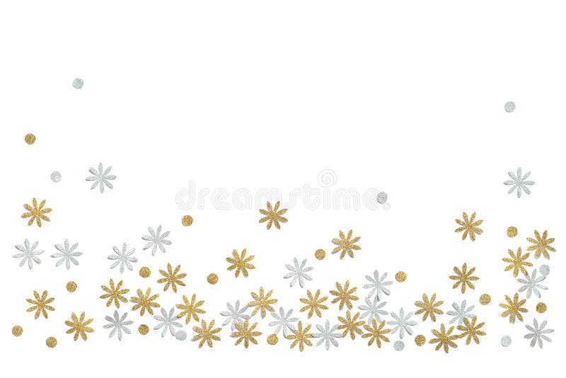 Gold- und Silberfunkelnblumenpapier schnitt auf weißen Hintergrund lizenzfreie stockfotos Gold- und Silberfunkelnblumenpapier schnitt auf weißen Hintergrund lizenzfreie stockfotos