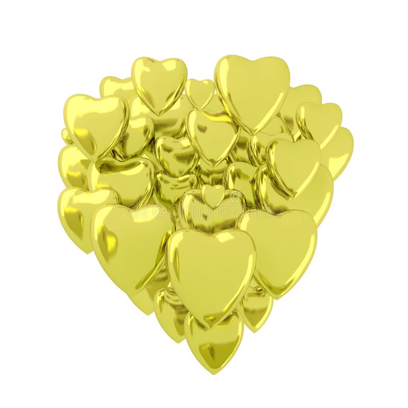 Gold valentines hearts stock illustration. Illustration of halo - 48677658