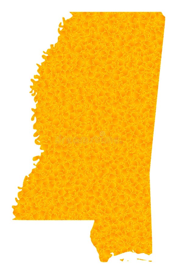 Gold Vector Map of Mississippi State Stock Vector Illustration of