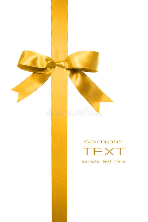 Oro verticale regalo con fiocco sul sfondo bianco.