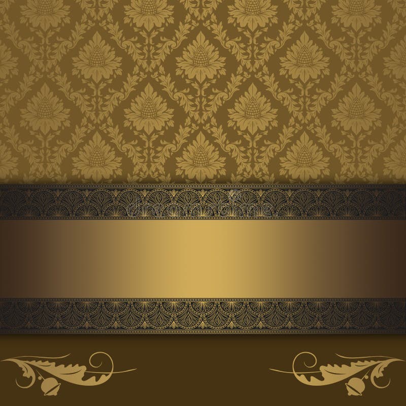 Decorative Gold Background Vintage Ornament Stock Illustrations