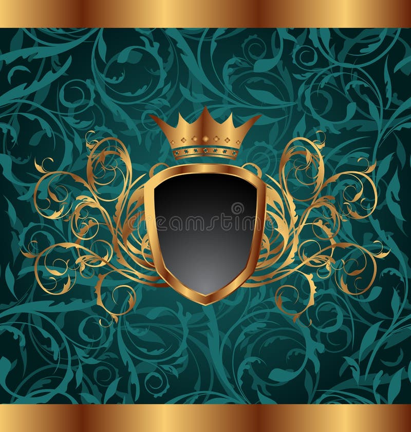 Gold vintage frame with heraldic elements