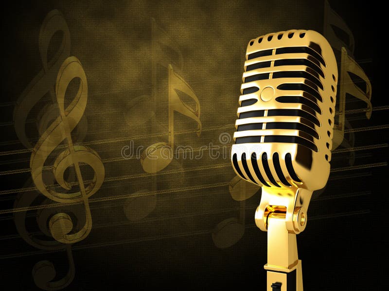 Gold vintage microphone stock illustration