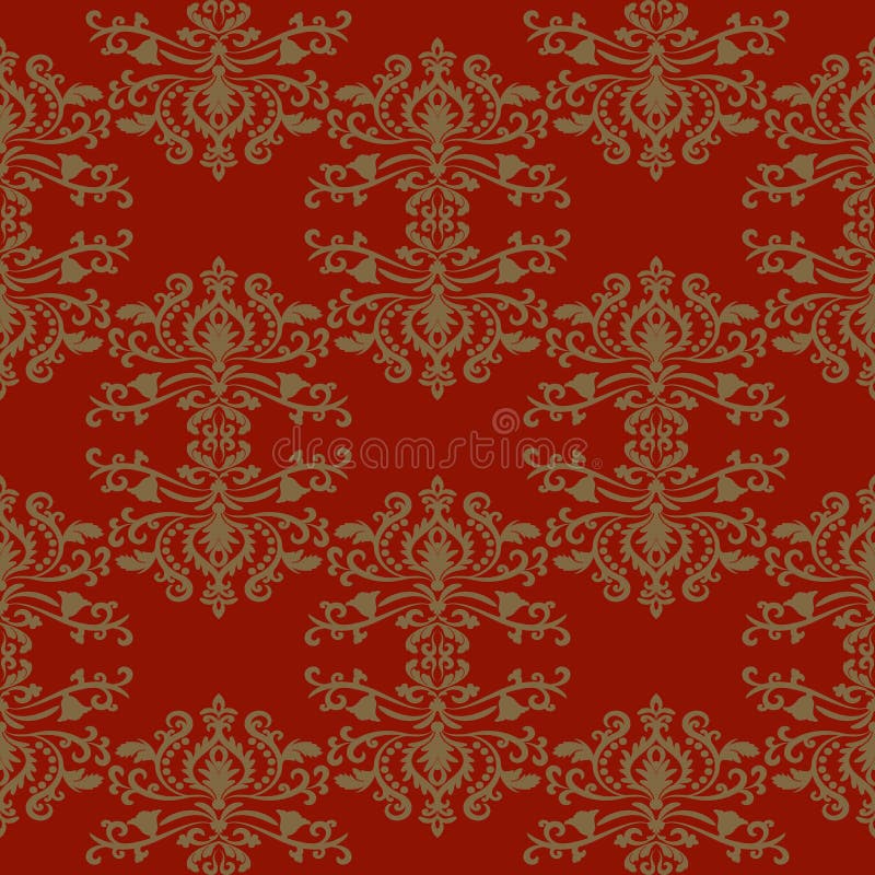 Gold Vintage Pattern on Red Background Stock Vector Illustration of