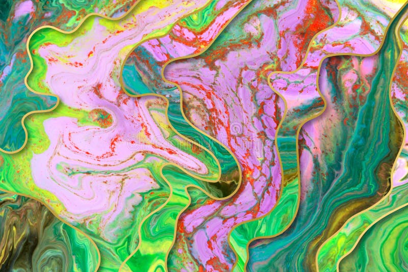 Gold waves layers abstract psychedelic background stock photography