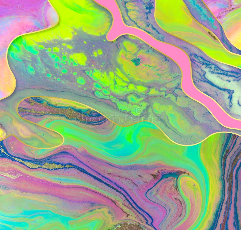 Gold waves layers abstract psychedelic background stock photo