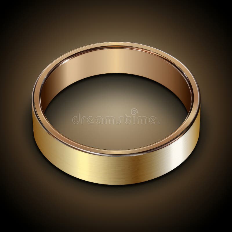 A Gold Wedding Ring on a Black Background Stock Illustration