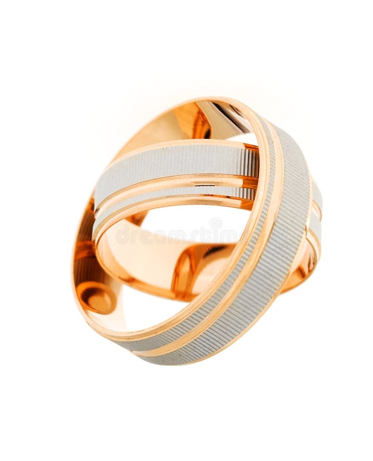 Two Gold Wedding Rings and Hearts Stock Image Image of cake, groom