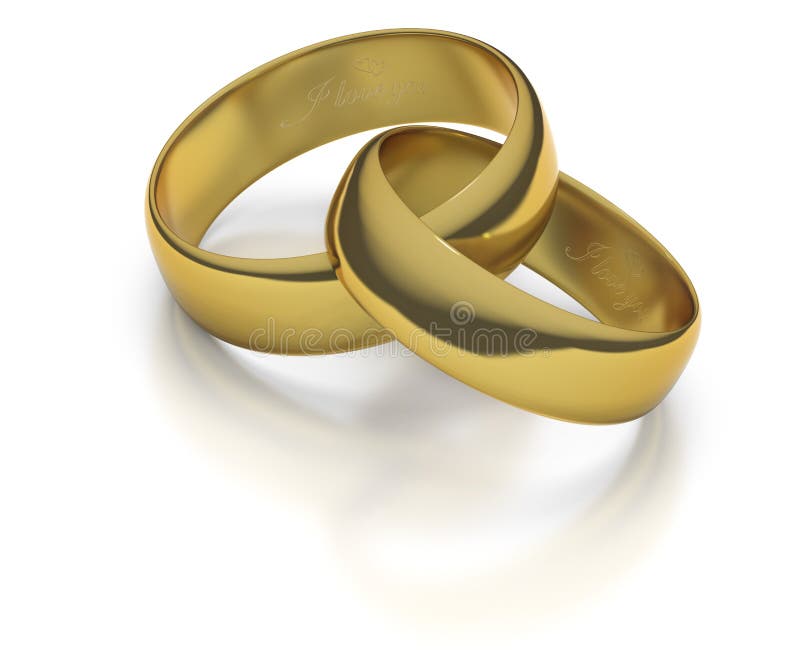 Gold Wedding  Rings  Or Bands  Intertwined Stock Illustration 