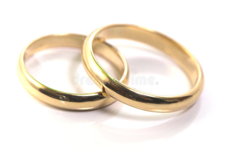 Gold wedding rings isolated on