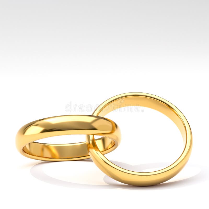Wedding Rings in White Gold on a Gold Background Stock Illustration