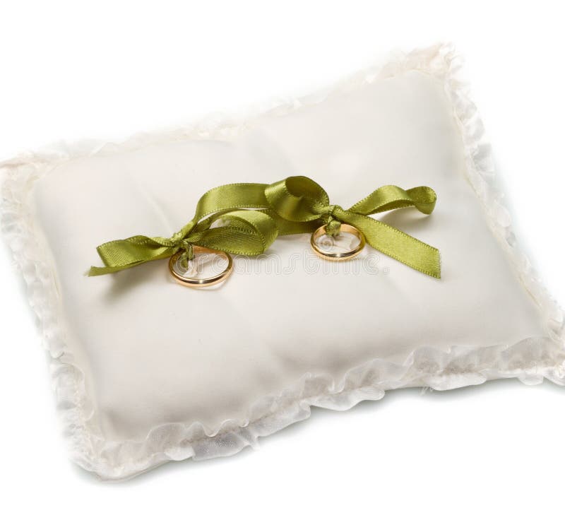 Gold Wedding Rings on White Pillow Stock Photo Image of family