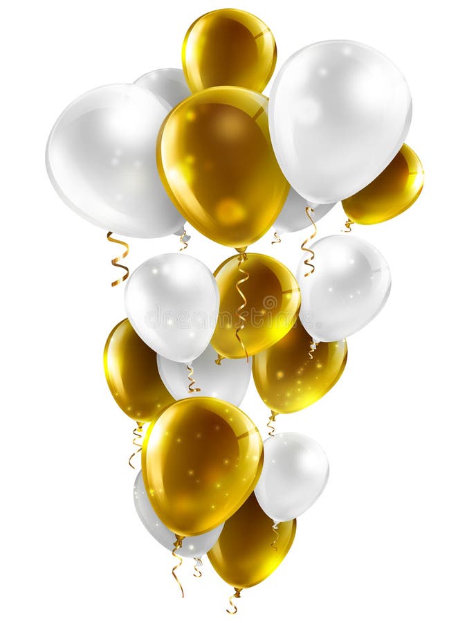 Gold and white balloons stock illustration. Illustration of design