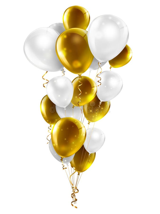 Gold and white balloons stock illustration. Illustration of holiday