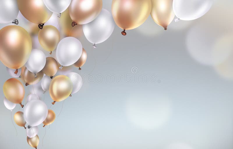 Gold and white balloons stock illustration. Illustration of christmas