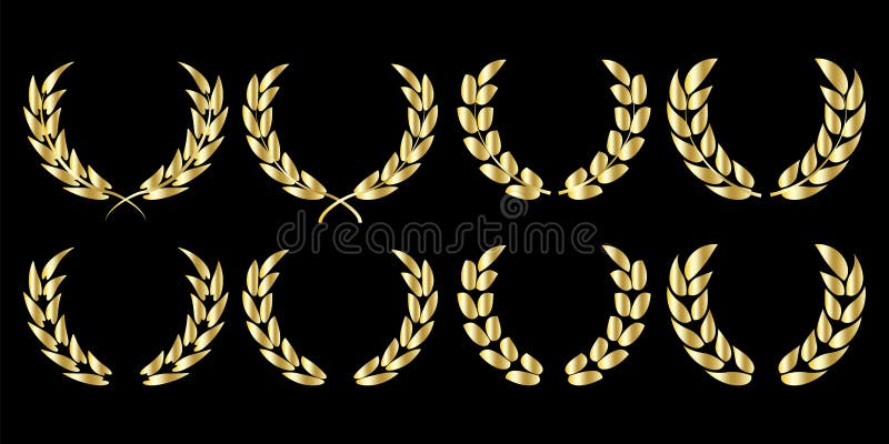 Gold wreaths for banner design. Vector pattern. Floral background. Logo design. Winner award. Stock image