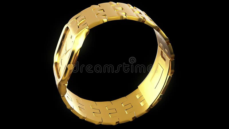 Gold wristwatch with a rectangular dial royalty free illustration