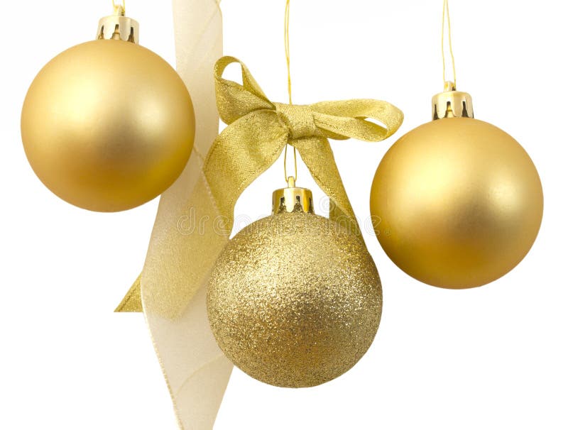 Gold xmas balls stock image. Image of isolated, detail 21359671
