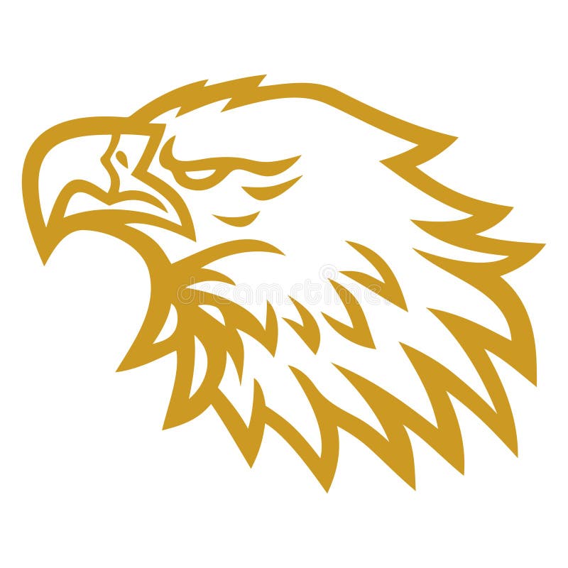 Goldadlerfalken mit goldenem Falken-Logo-Designvektor-Kunstvorlage lizenzfreie abbildung
