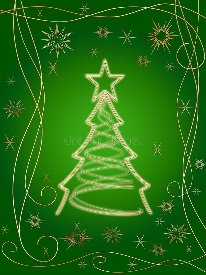 Golden 3d christmas tree 3