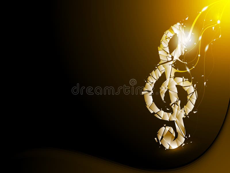 Golden Abstract Background Shattered Musical Note