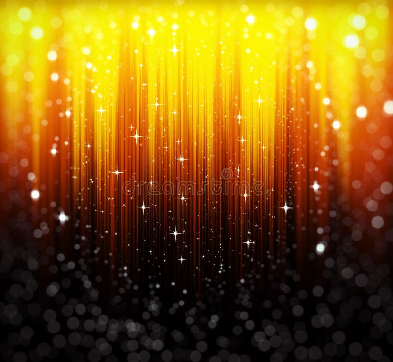 Golden, abstract background with stars and bokeh