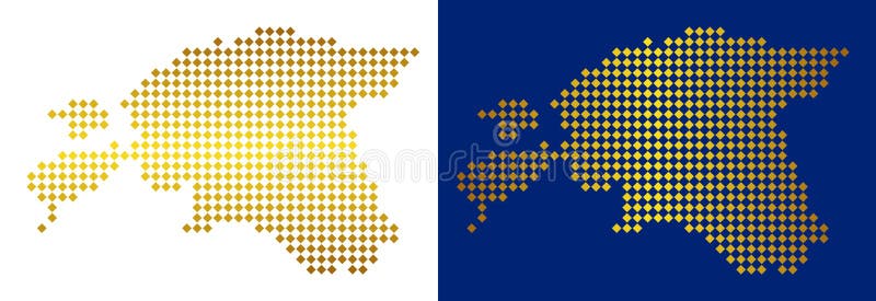 Golden Abstract Estonia Map stock illustration