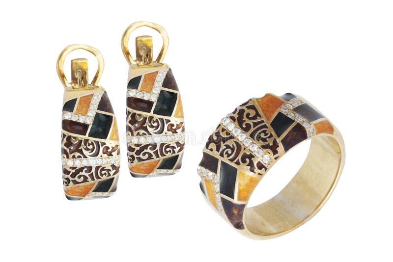 Golden Accessories With Enamel Stock Image Image of bright, accessory