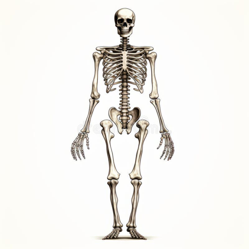 Golden Age Style 2d Skeleton Model on White Background Stock ...