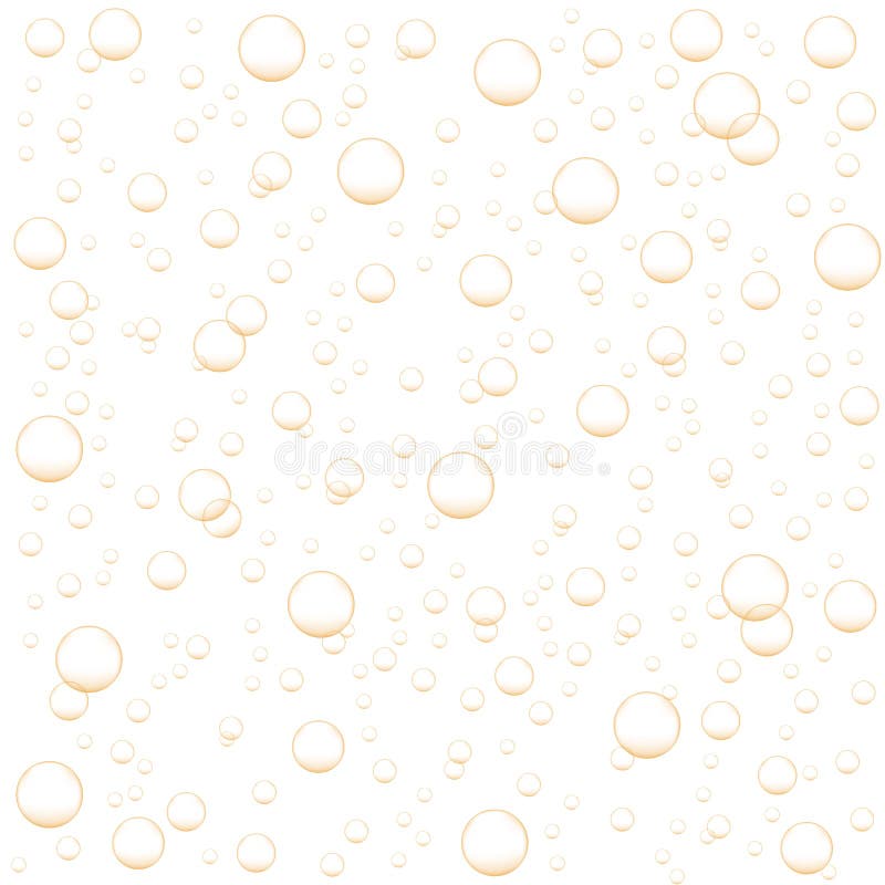 Golden air bubbles of champagne  soda  sparkling wine  carbonated drink. Abstract background with oxygen fizz. Vector realistic