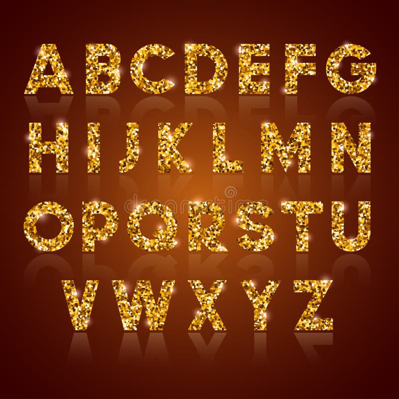 Golden alphabet letters Royalty Free Vector Image