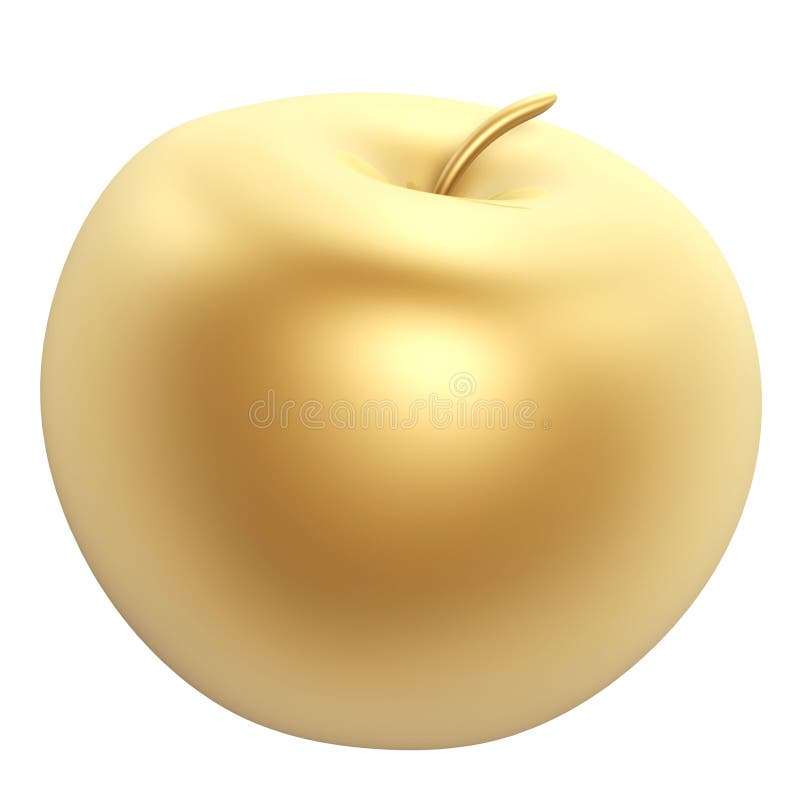 Golden Apple on White Background Stock Illustration Illustration of