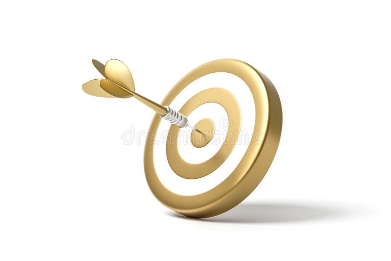 Perversion Ib Brød Golden Arrow Aim To Dartboard Target or Goal of Success Isolated on White  Background with Complete Achievement Concept. 3D Stock Illustration -  Illustration of creative, accuracy: 218756394