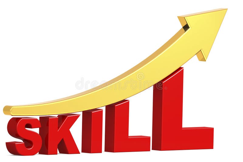 Skill Word Represents Skilled Words and Abilities Stock Illustration