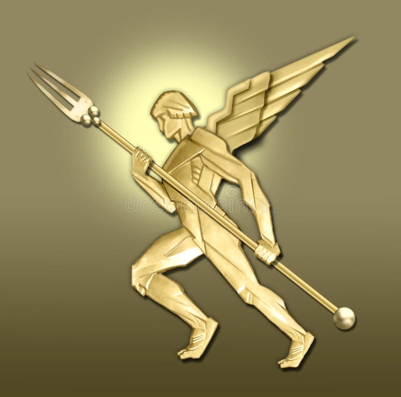 Golden art deco angel w/fork royalty free illustration Golden art deco angel w/fork royalty free illustration