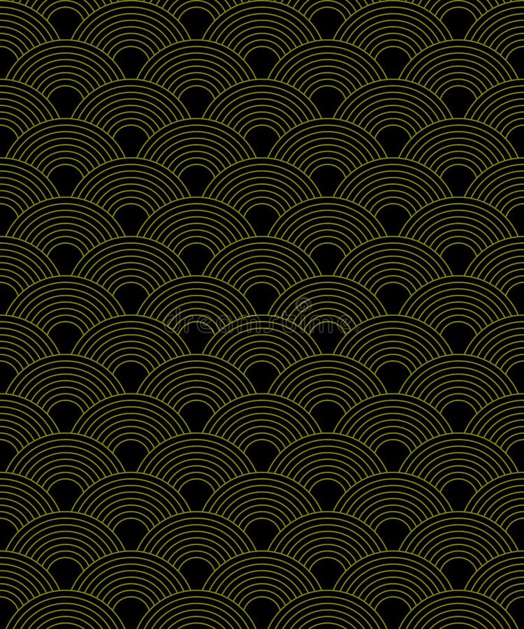 Golden art deco linear geometric seamless scale pattern. vector illustration
