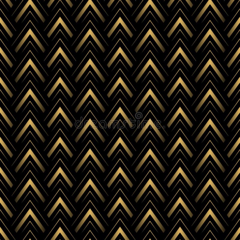 Golden art deco linear geometric seamless scale pattern. vector illustration