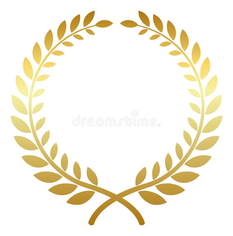 Golden award decorative frame. Laurel leaf branches stock illustration