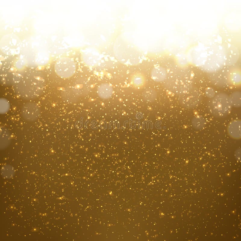 Golden Background With Bokeh With Gradient Mesh, Vector Illustration. Lighting bokeh vectors