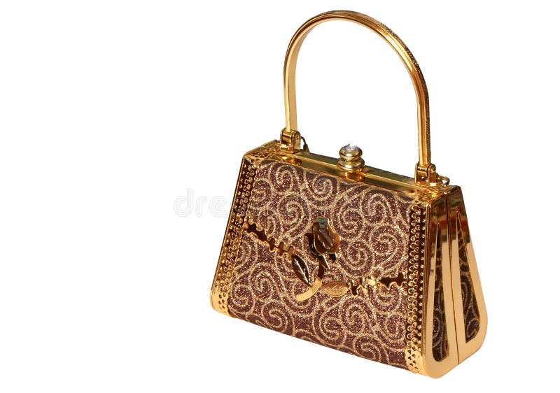 Golden Bag stock image. Image of isolated, fashionable 12271491