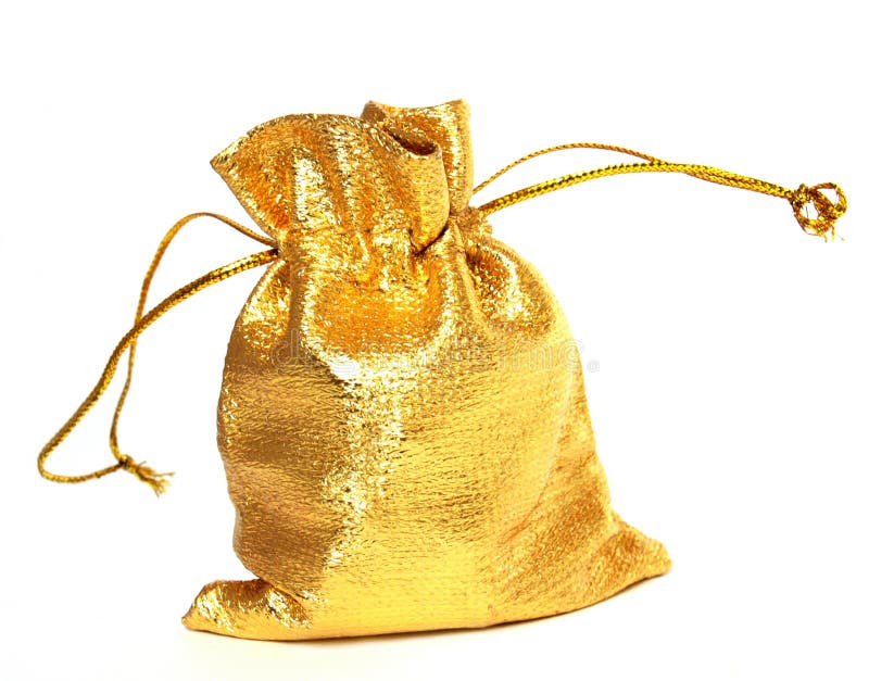 Golden bag stock image. Image of goods, isolated, gift 12292277