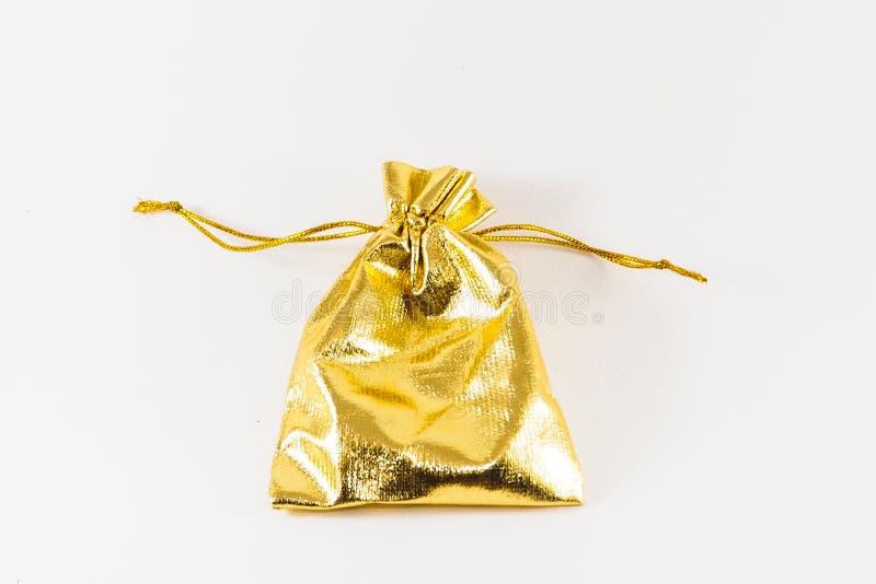 Golden Bag Isolated Picture Stock Photo Image of background, yellow 67756492