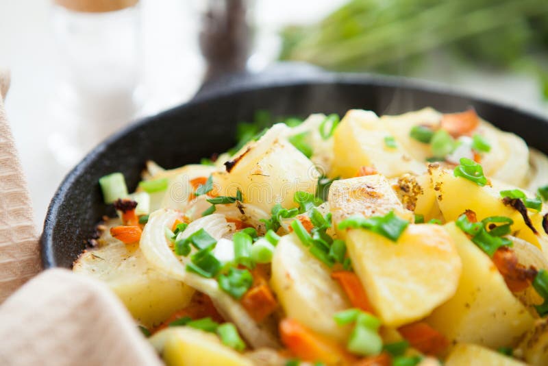 Golden Baked Potato with Vegetables Stock Photo Image of prepared