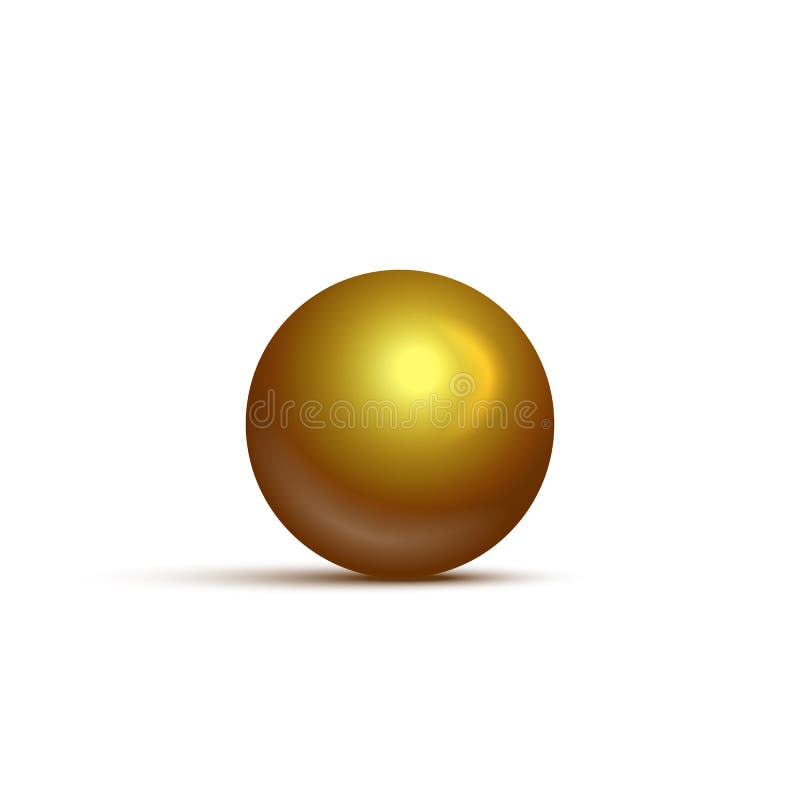 Golden Ball Isolated on White Background. Vector Realistic Design