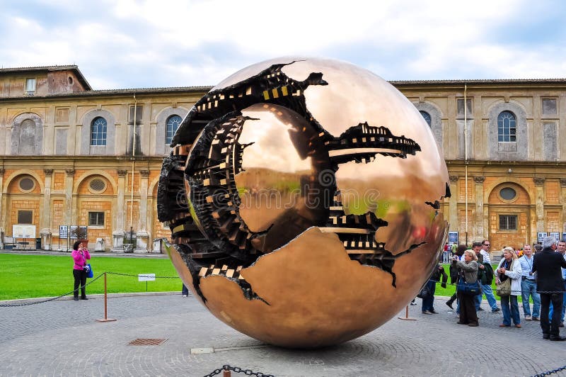 Golden Ball Sculpture in Vatican Museum Editorial Photo Image of cone